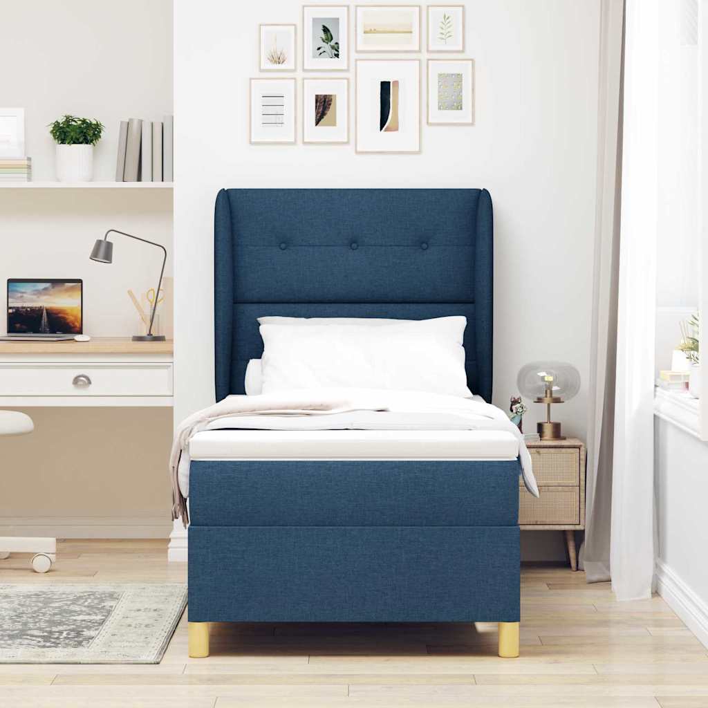 Letto a molle con testiera Blu 200 x 80 cm Tessuto | homemem39