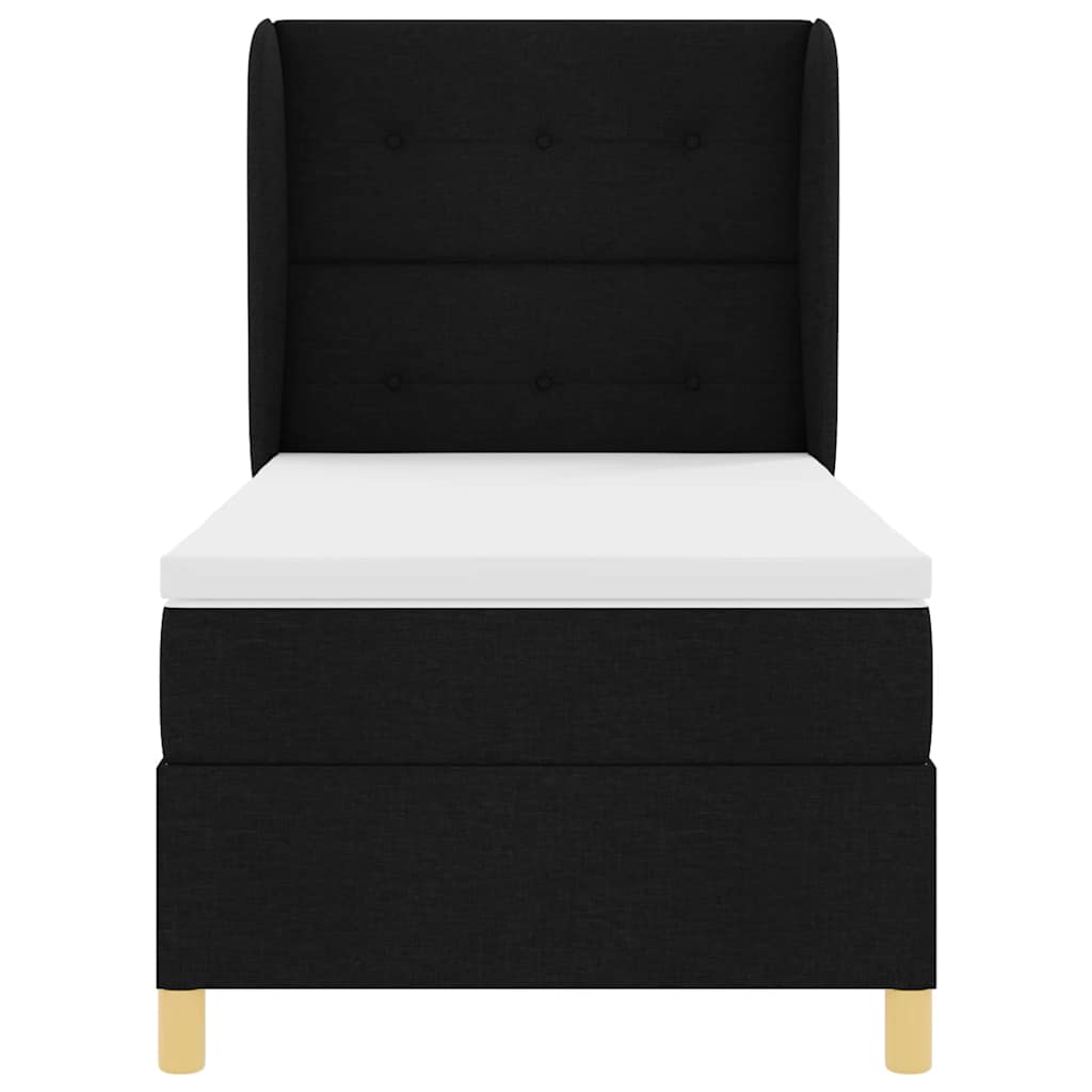Letto a molle con testiera Nero 190 x 90 cm Tessuto | homemem39