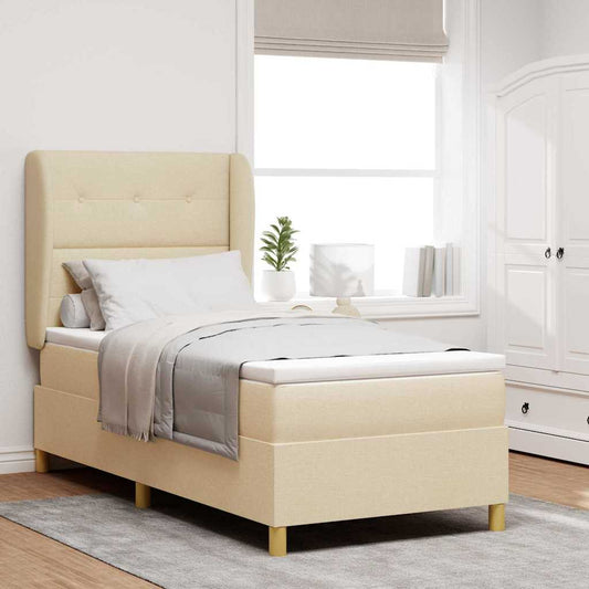 Letto a molle con testiera Crema 190 x 90 cm Tessuto | homemem39