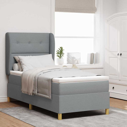 Letto a molle con testiera Grigio chiaro 200 x 90 cm Tessuto | homemem39