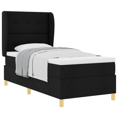Letto a molle con testiera Nero 200 x 90 cm Tessuto | homemem39
