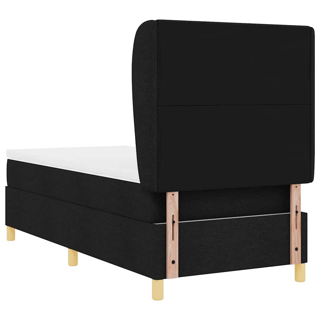 Letto a molle con testiera Nero 200 x 90 cm Tessuto | homemem39