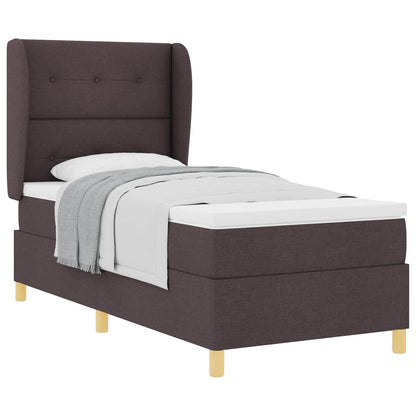 Letto a molle con testiera Marrone Scuro 200 x 100 cm Tessuto