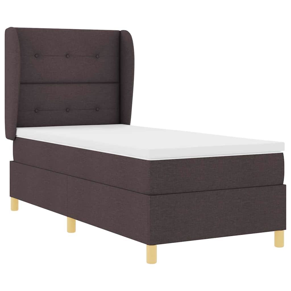 Letto a molle con testiera Marrone Scuro 200 x 100 cm Tessuto | homemem39