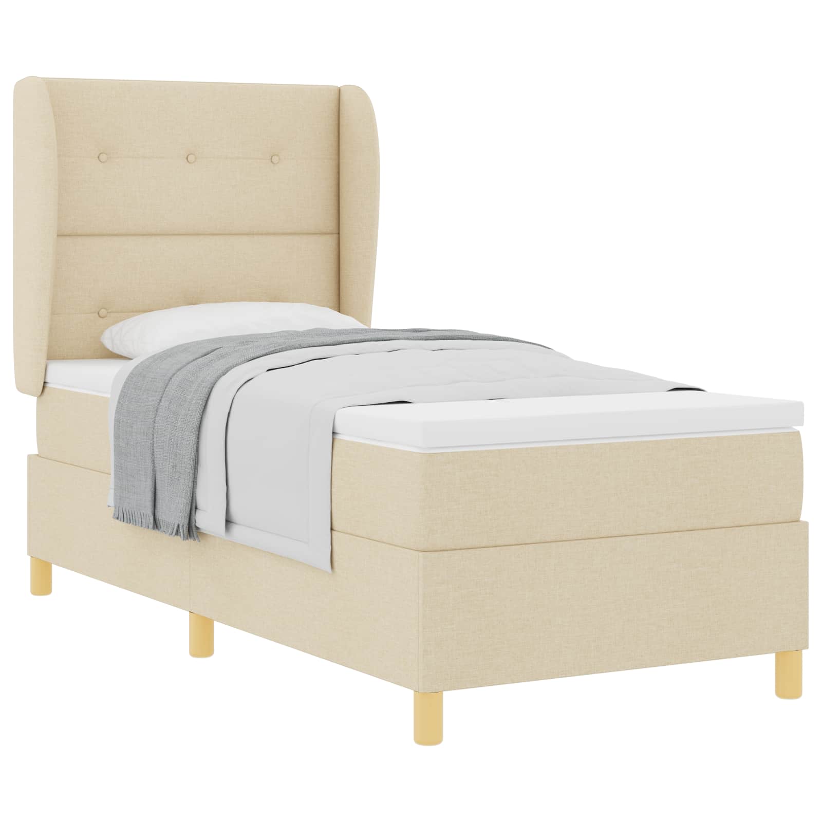 Letto a molle con testiera Crema 200 x 100 cm Tessuto | homemem39