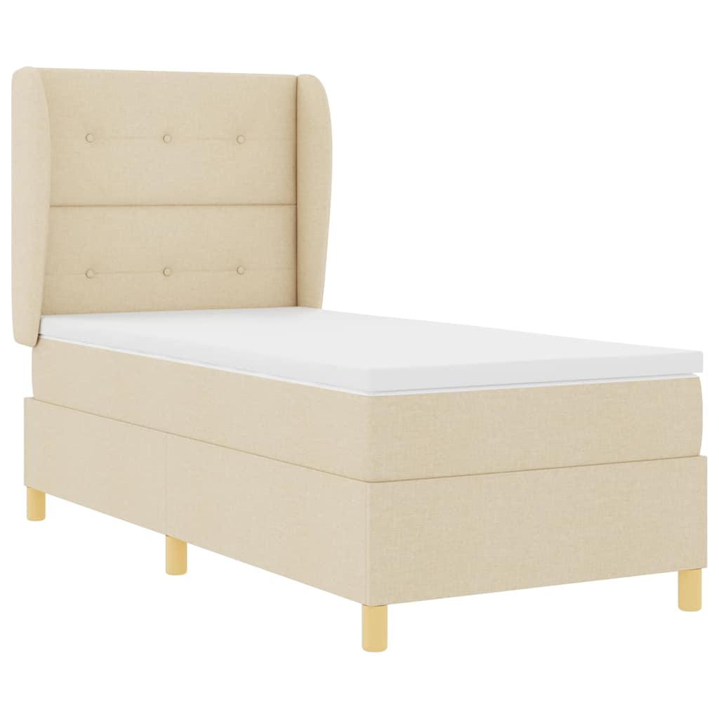 Letto a molle con testiera Crema 200 x 100 cm Tessuto | homemem39