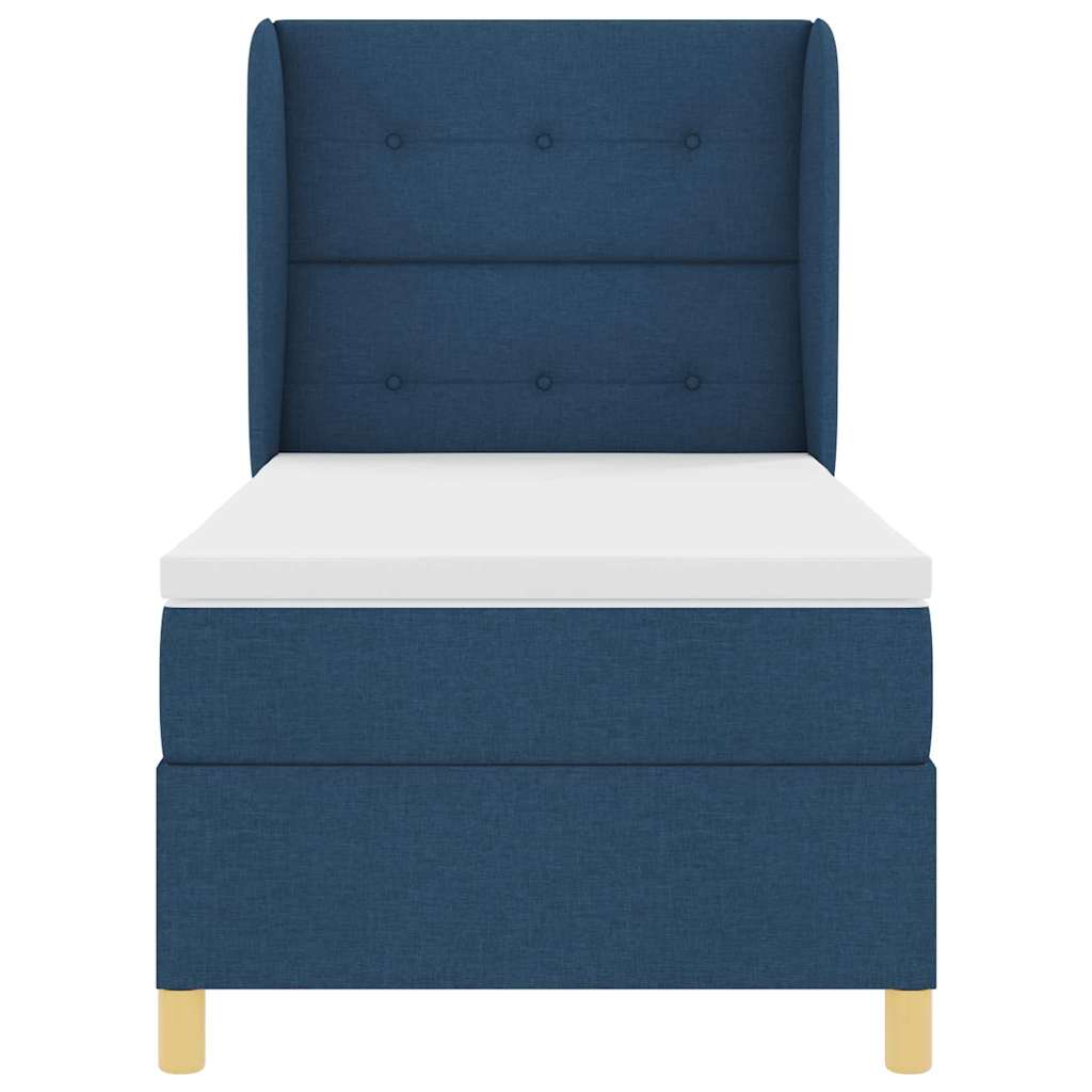Letto a molle con testiera Blu 200 x 100 cm Tessuto