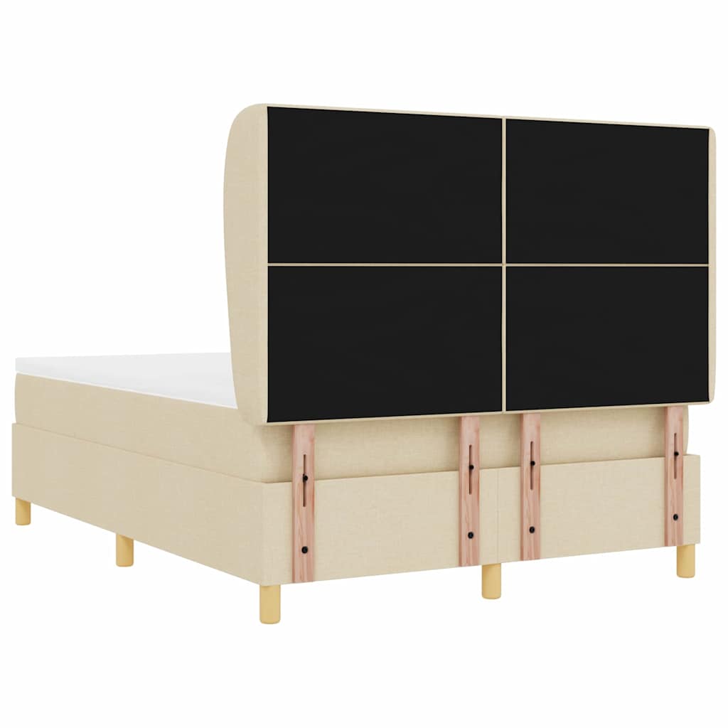 Letto a molle con testiera Crema 190 x 140 cm Tessuto | homemem39