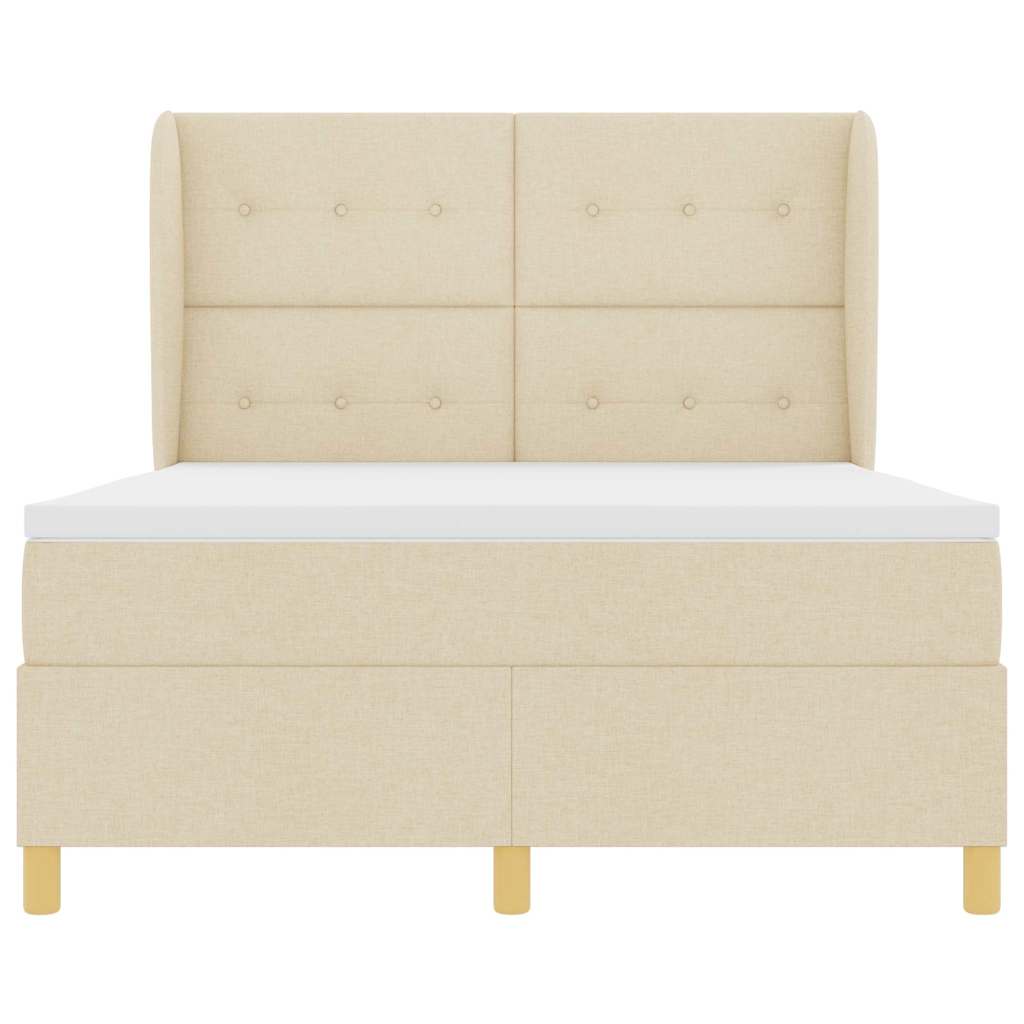 Letto a molle con testiera Crema 190 x 140 cm Tessuto | homemem39