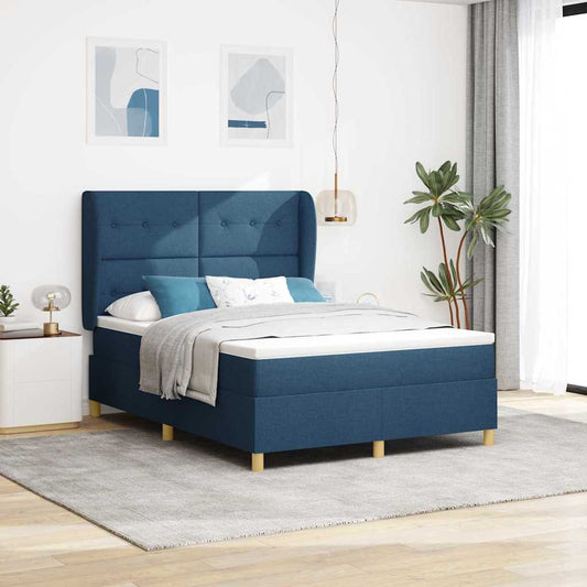 Letto a molle con testiera Blu 190 x 140 cm Tessuto - homemem39
