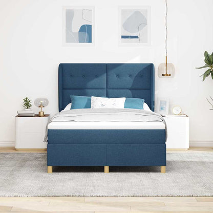 Letto a molle con testiera Blu 190 x 140 cm Tessuto