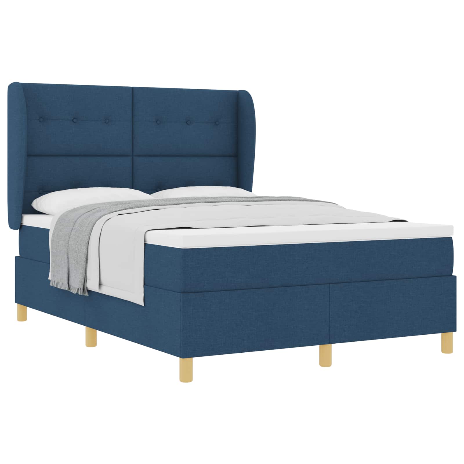 Letto a molle con testiera Blu 190 x 140 cm Tessuto | homemem39