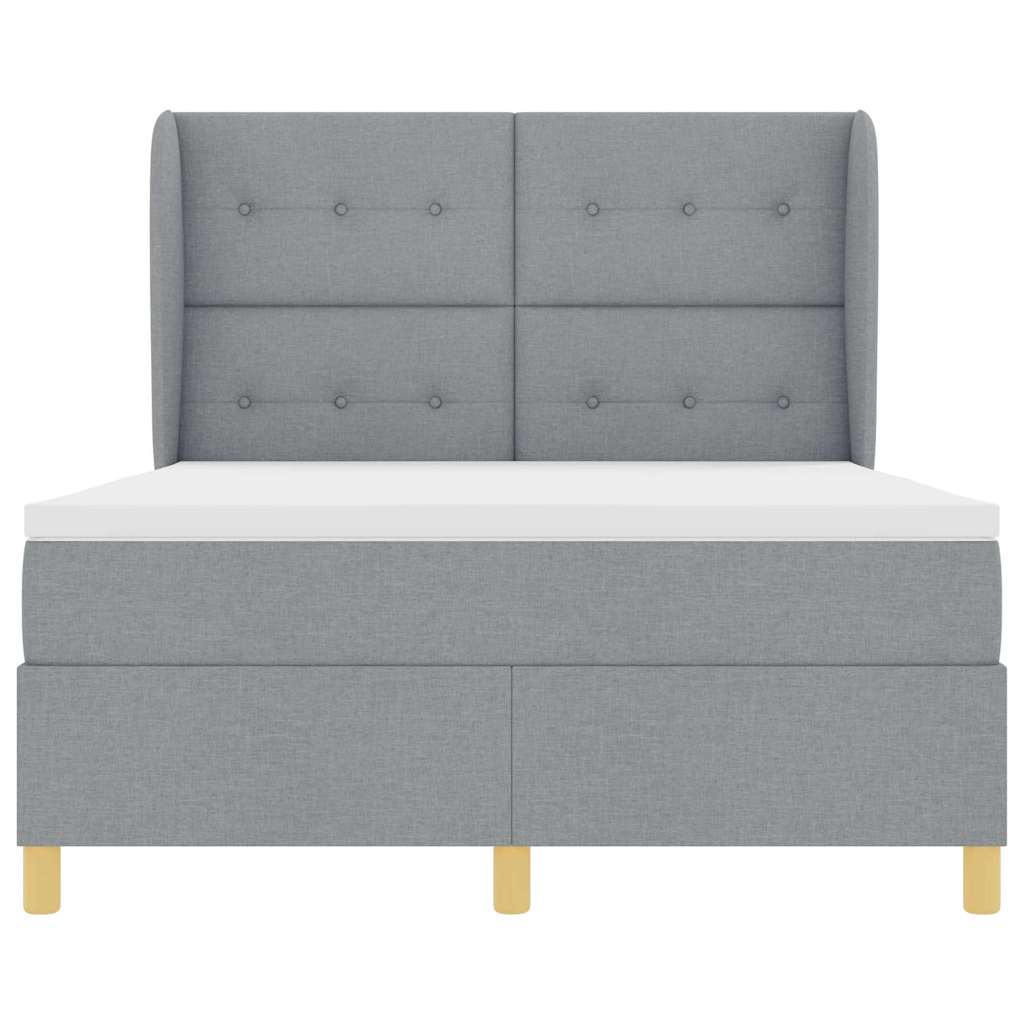 Letto a molle con testiera Grigio chiaro 200 x 140 cm Tessuto | homemem39
