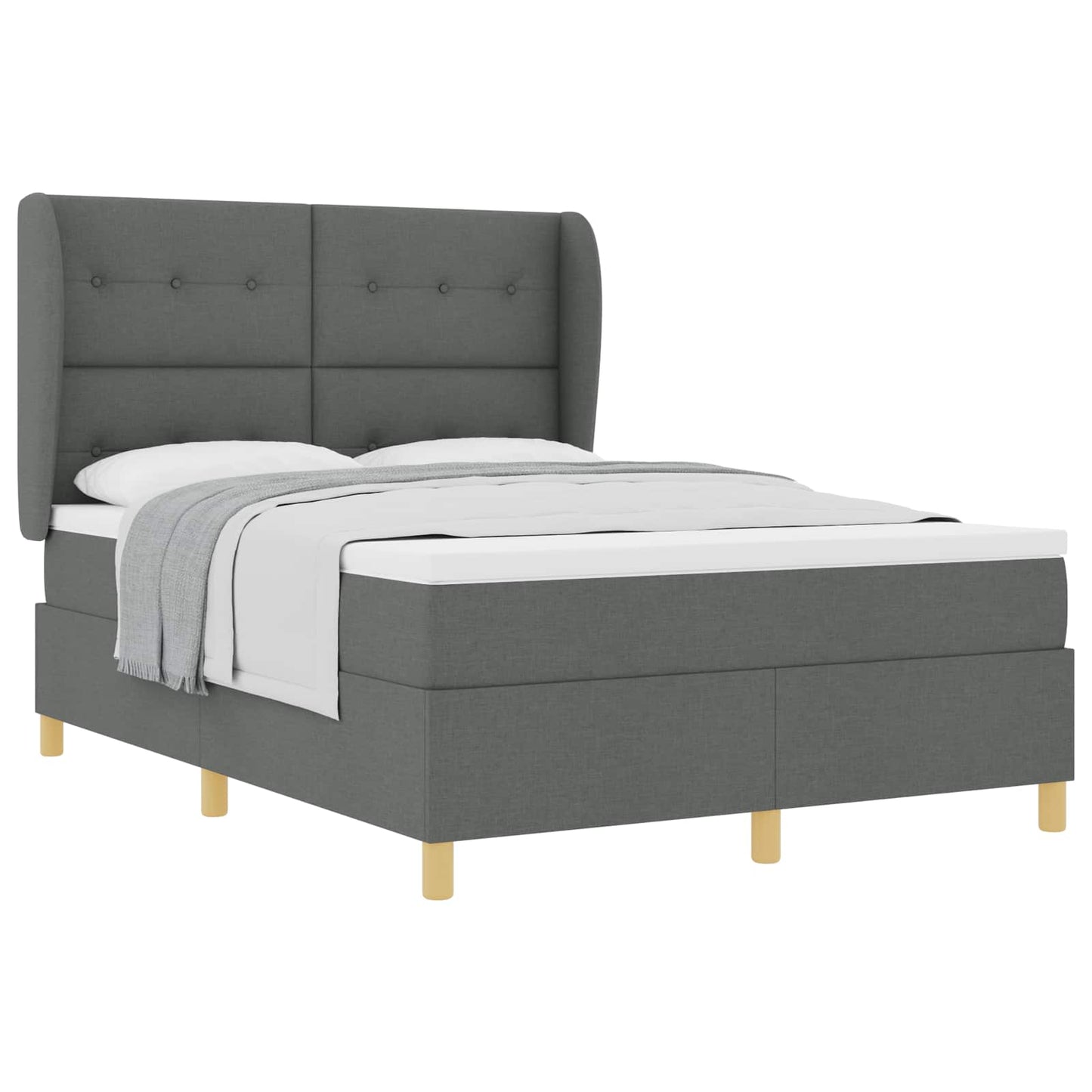 Letto a molle con testiera Grigio scuro 200 x 140 cm Tessuto | homemem39