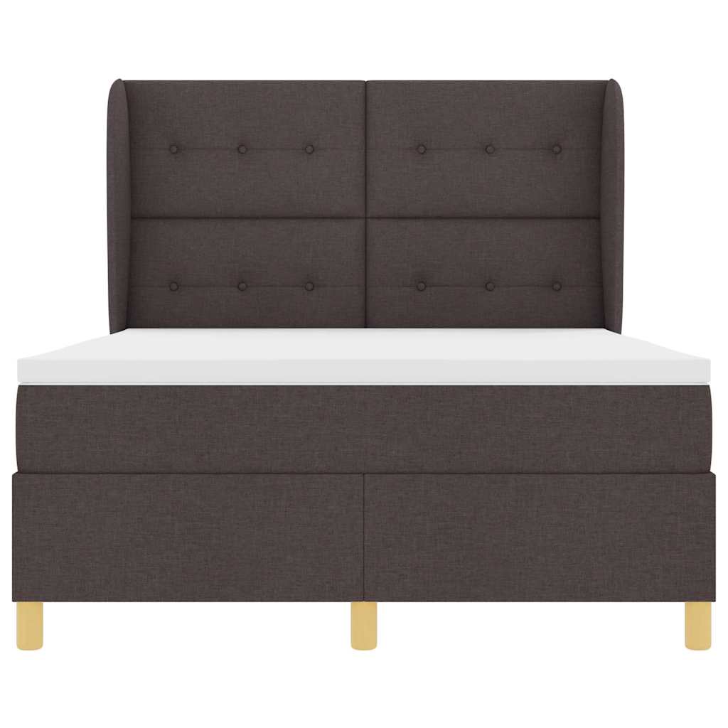 Letto a molle con testiera Marrone Scuro 200 x 140 cm Tessuto | homemem39