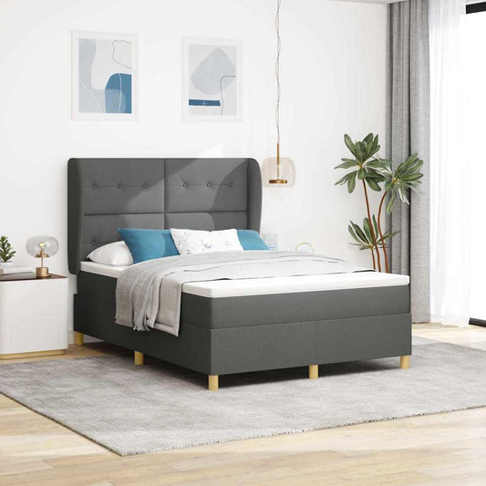 Letto a molle con testiera Grigio scuro 200 x 160 cm Tessuto | homemem39