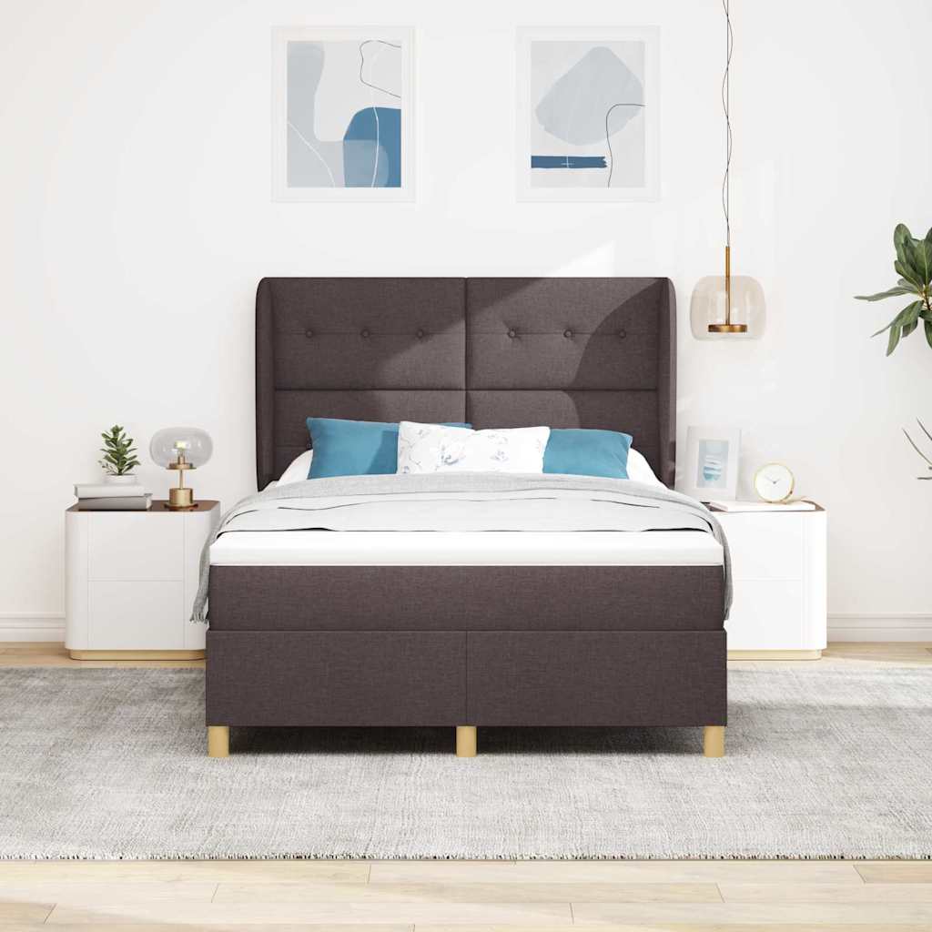 Letto a molle con testiera Marrone Scuro 200 x 160 cm Tessuto | homemem39