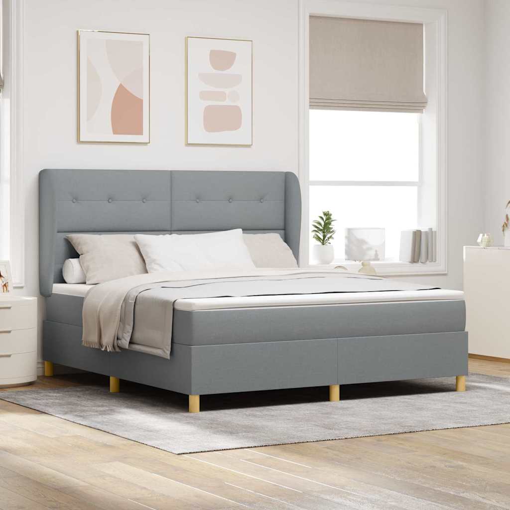 Letto a molle con testiera Grigio chiaro 200 x 180 cm Tessuto | homemem39