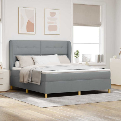 Letto a molle con testiera Grigio chiaro 200 x 180 cm Tessuto | homemem39