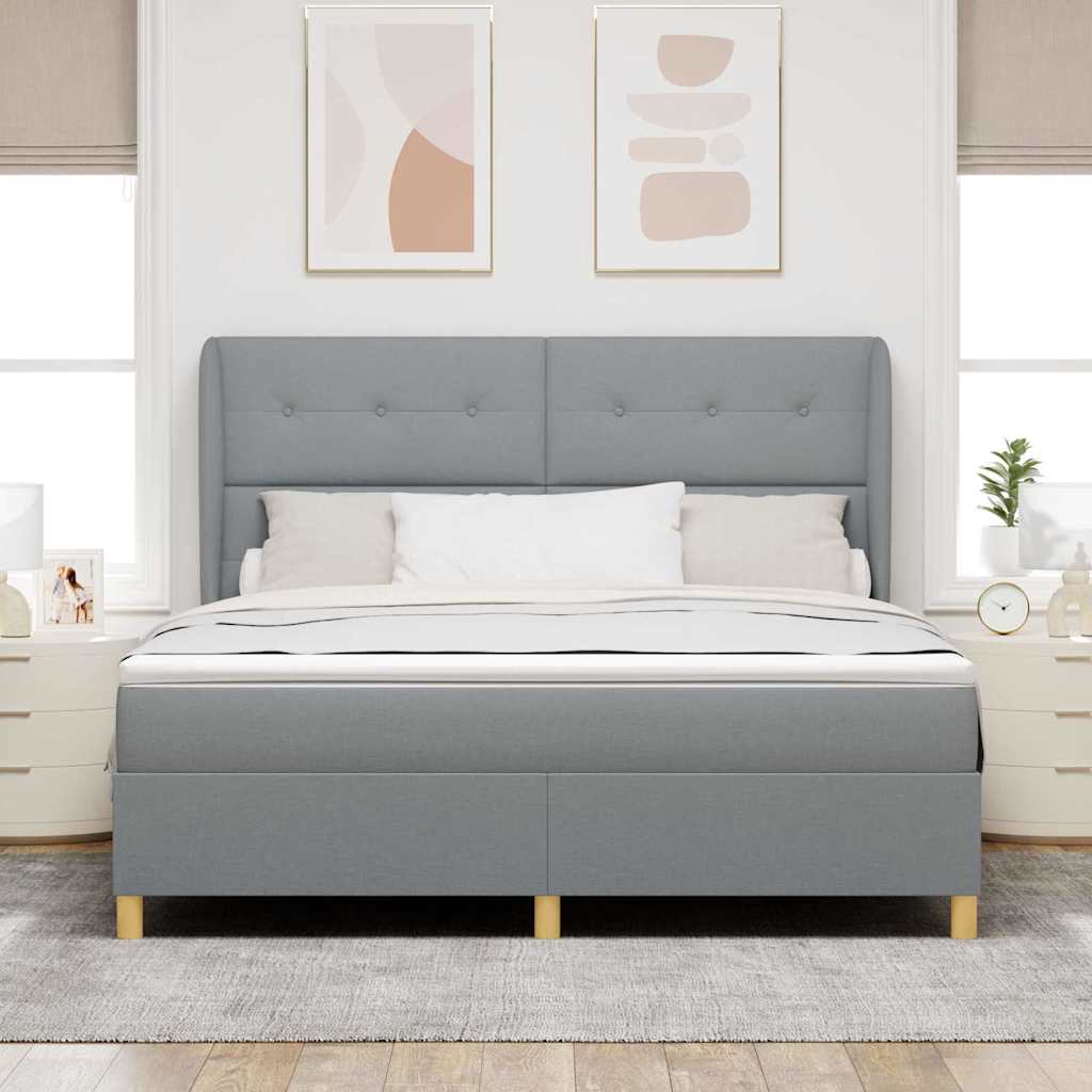 Letto a molle con testiera Grigio chiaro 200 x 180 cm Tessuto | homemem39