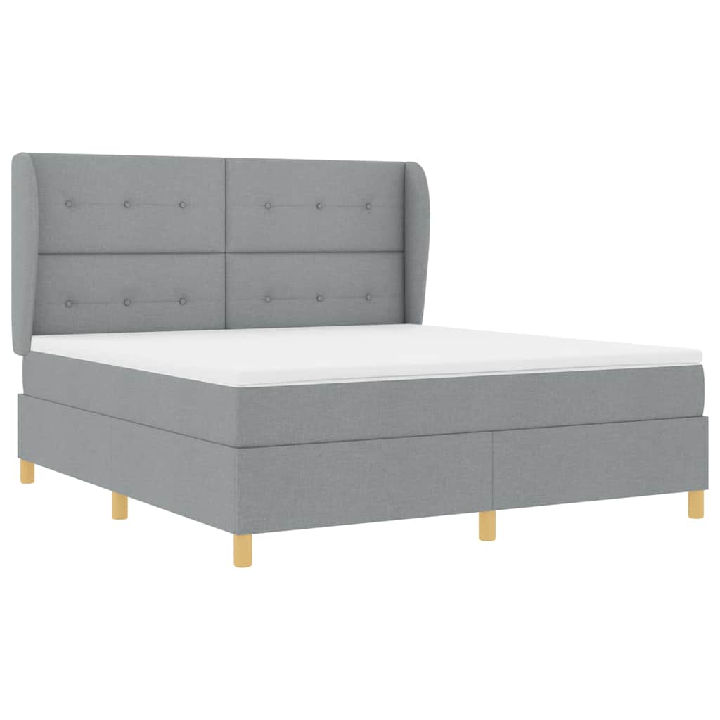 Letto a molle con testiera Grigio chiaro 200 x 180 cm Tessuto | homemem39