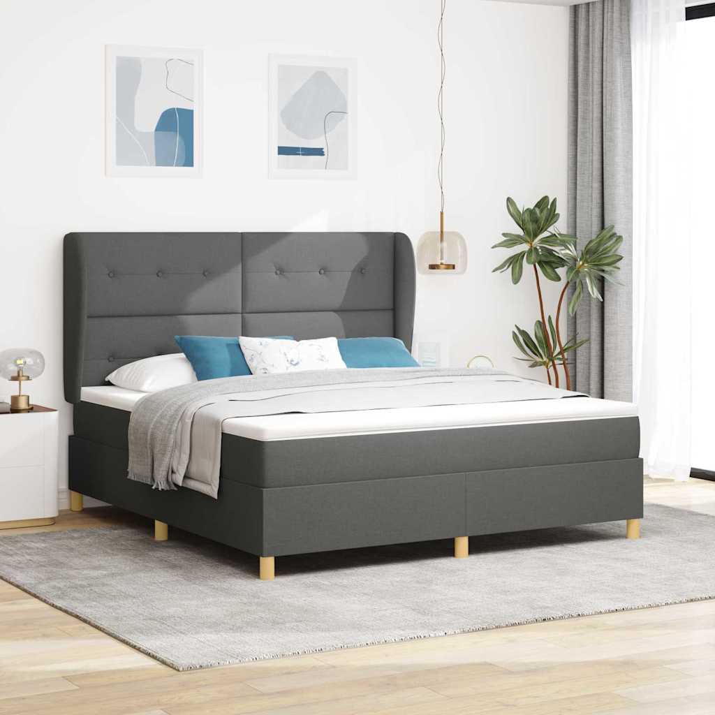 Letto con molle e materasso Grigio Scuro 90x190 cm Tessuto
