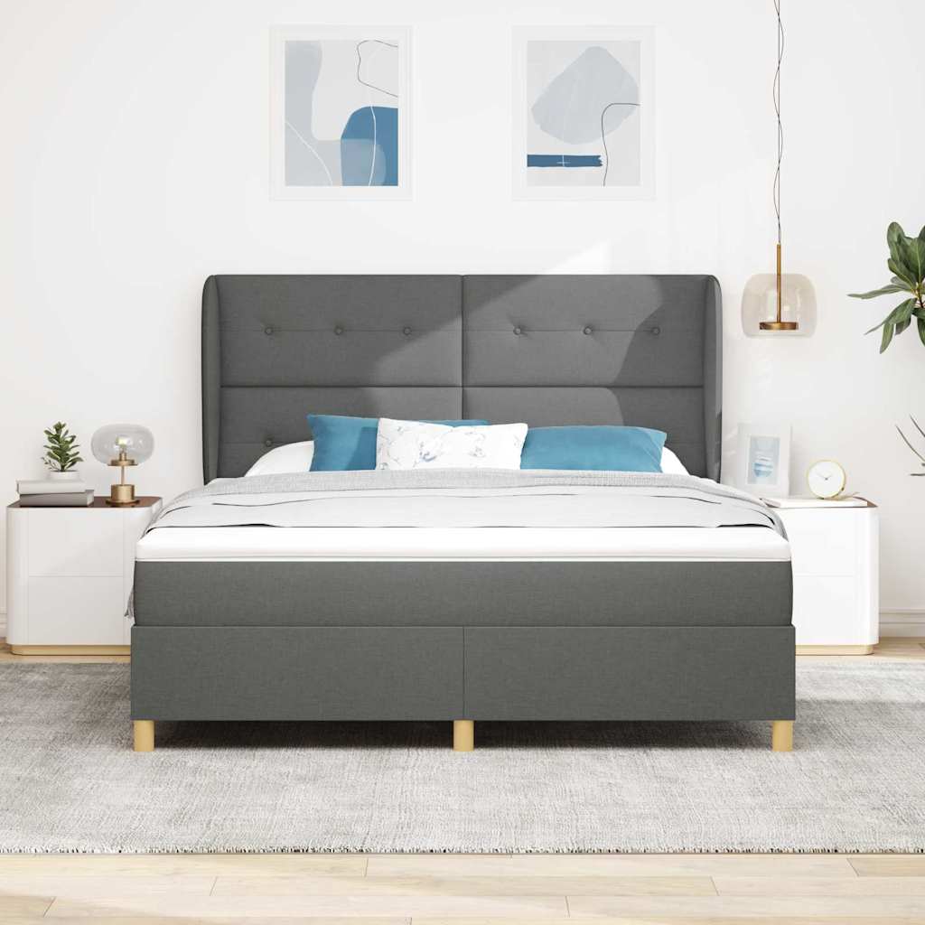 Letto con molle e materasso Grigio Scuro 90x190 cm Tessuto