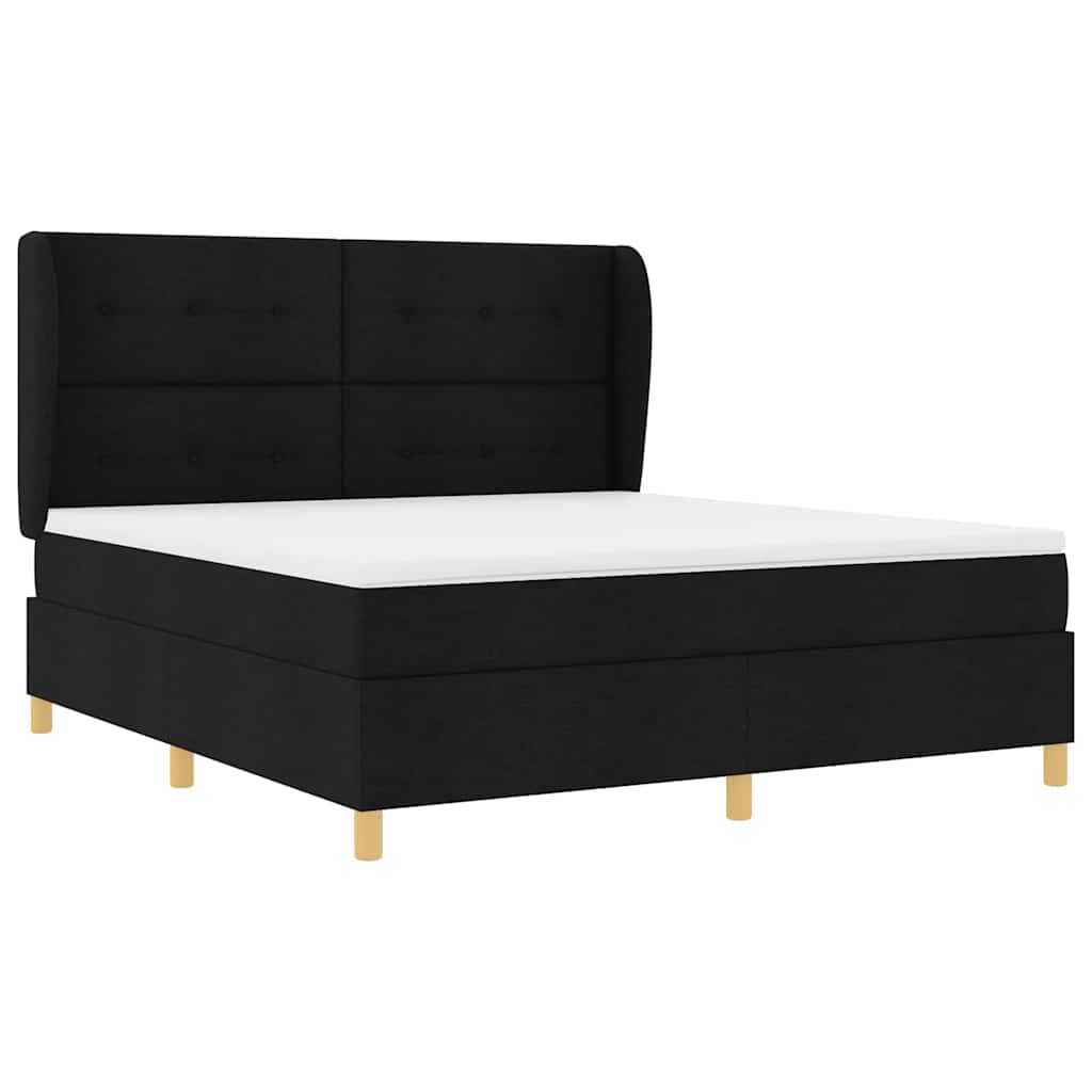 Letto a molle con testiera Nero 200 x 180 cm Tessuto | homemem39