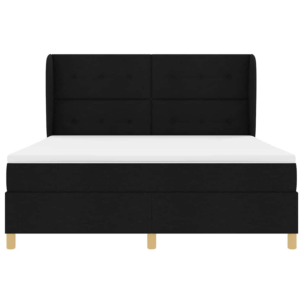 Letto a molle con testiera Nero 200 x 180 cm Tessuto | homemem39