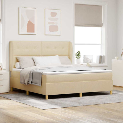 Letto a molle con testiera Crema 200 x 180 cm Tessuto | homemem39