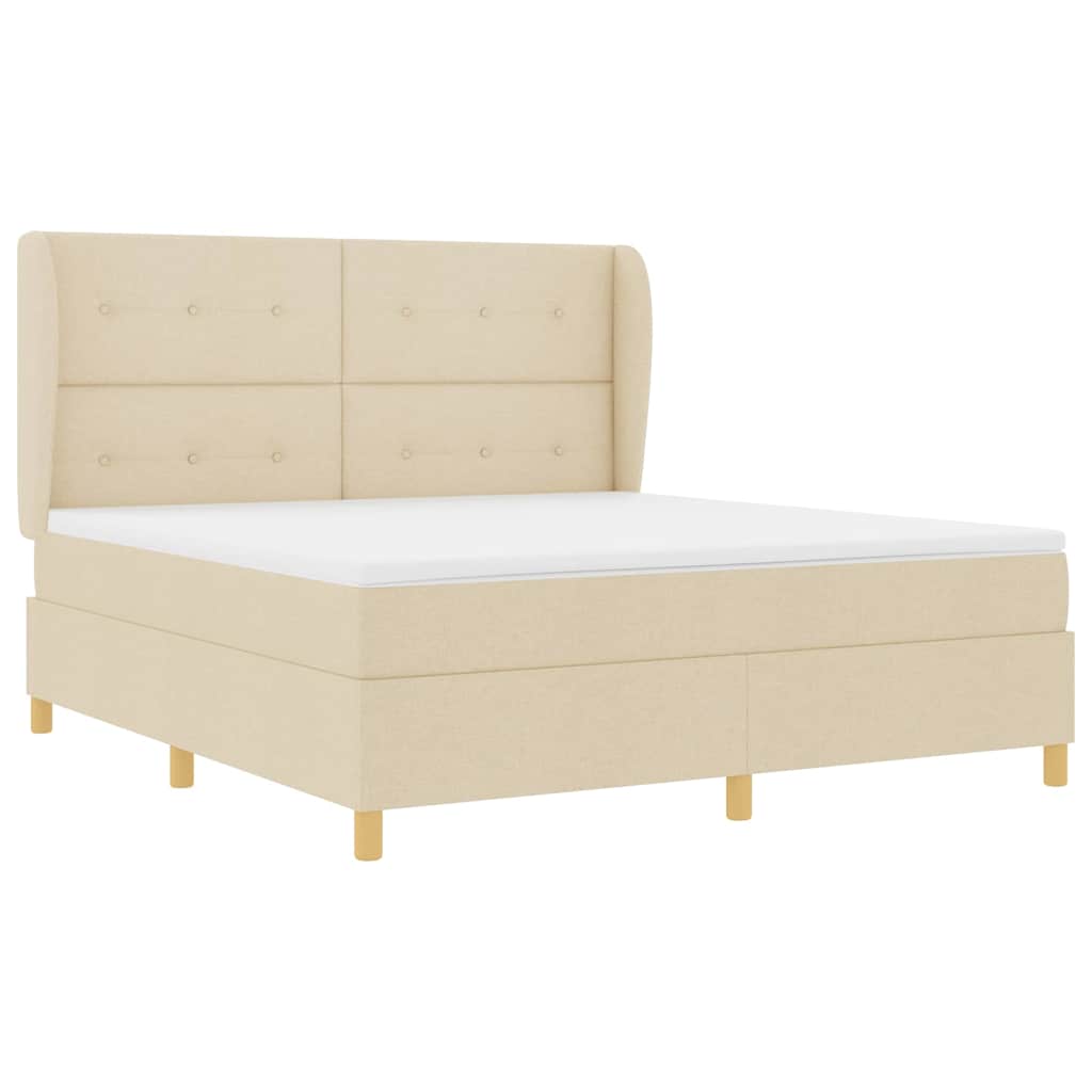 Letto a molle con testiera Crema 200 x 180 cm Tessuto | homemem39