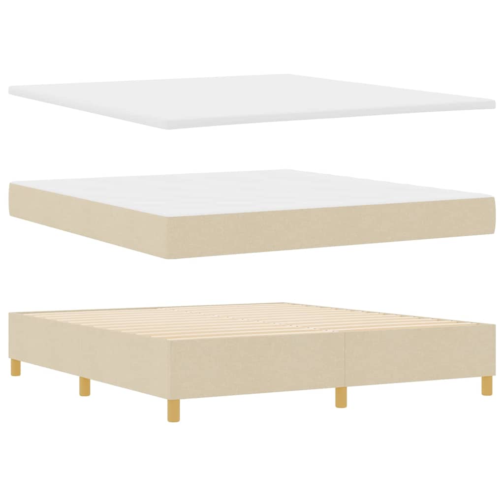 Letto a molle con testiera Crema 200 x 180 cm Tessuto | homemem39