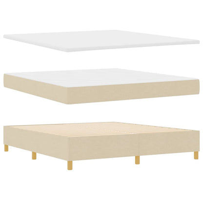 Letto a molle con testiera Crema 200 x 180 cm Tessuto | homemem39
