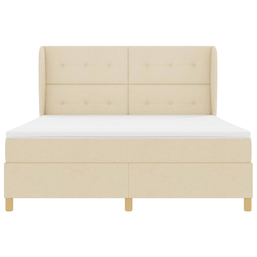 Letto a molle con testiera Crema 200 x 180 cm Tessuto | homemem39