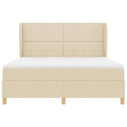 Letto a molle con testiera Crema 200 x 180 cm Tessuto | homemem39