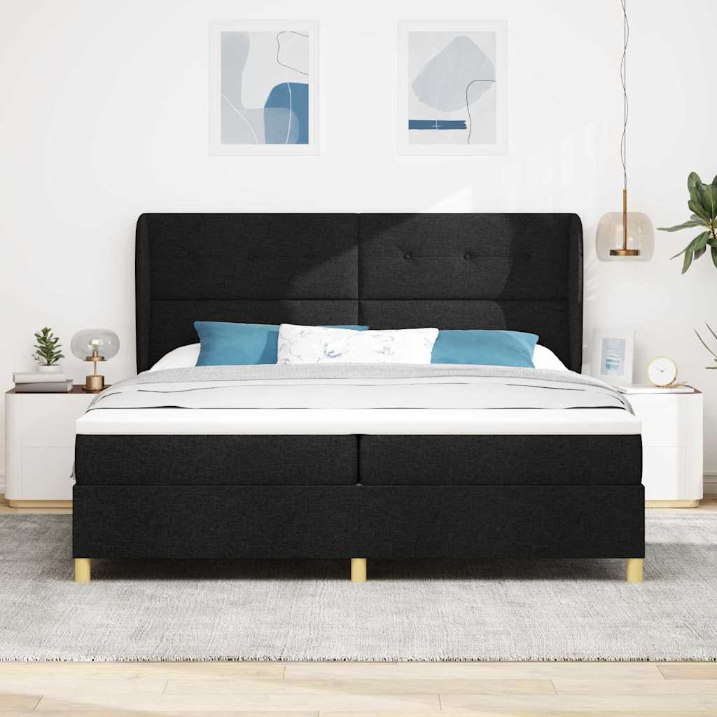 Letto a molle con testiera Nero 200 x 200 cm Tessuto | homemem39
