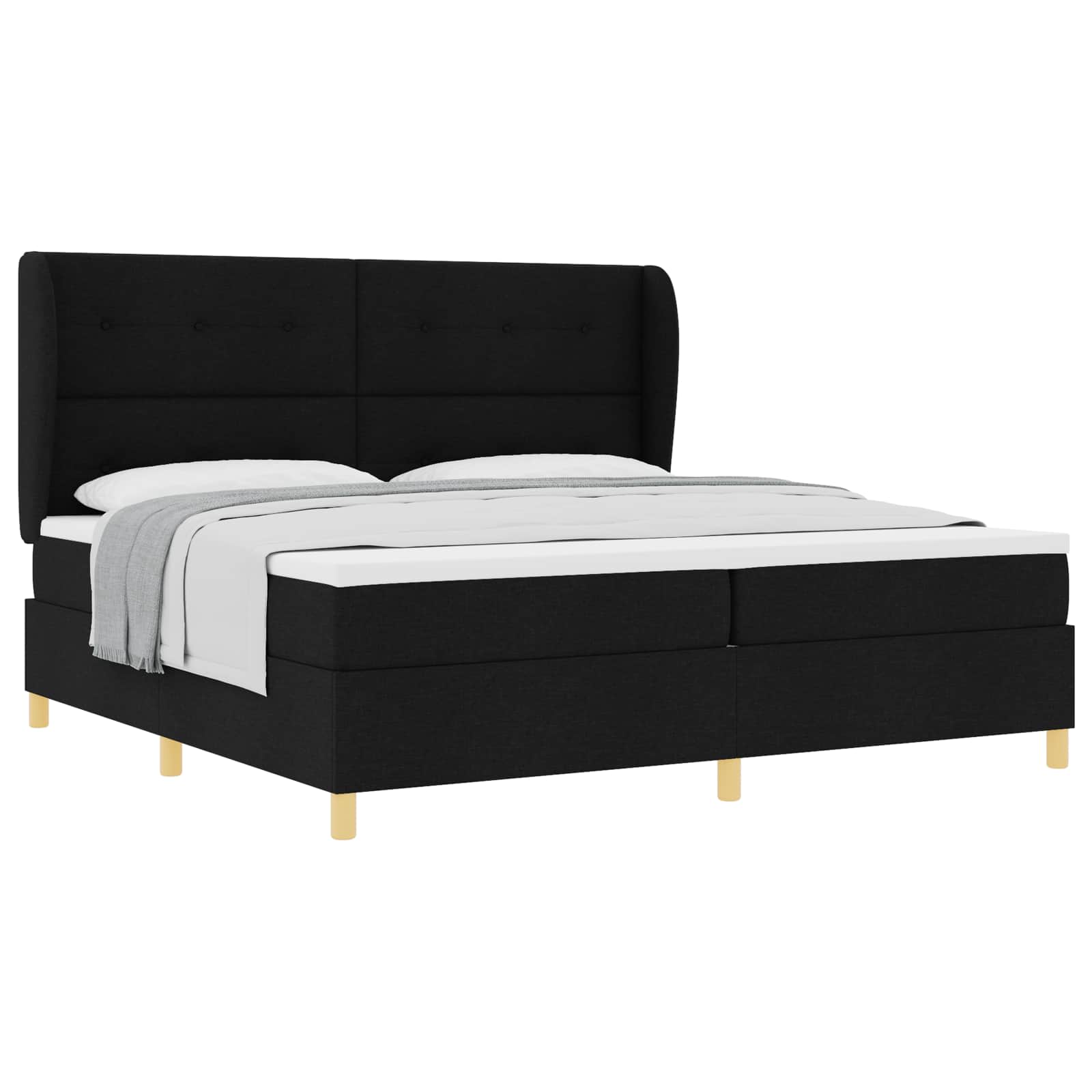 Letto a molle con testiera Nero 200 x 200 cm Tessuto | homemem39