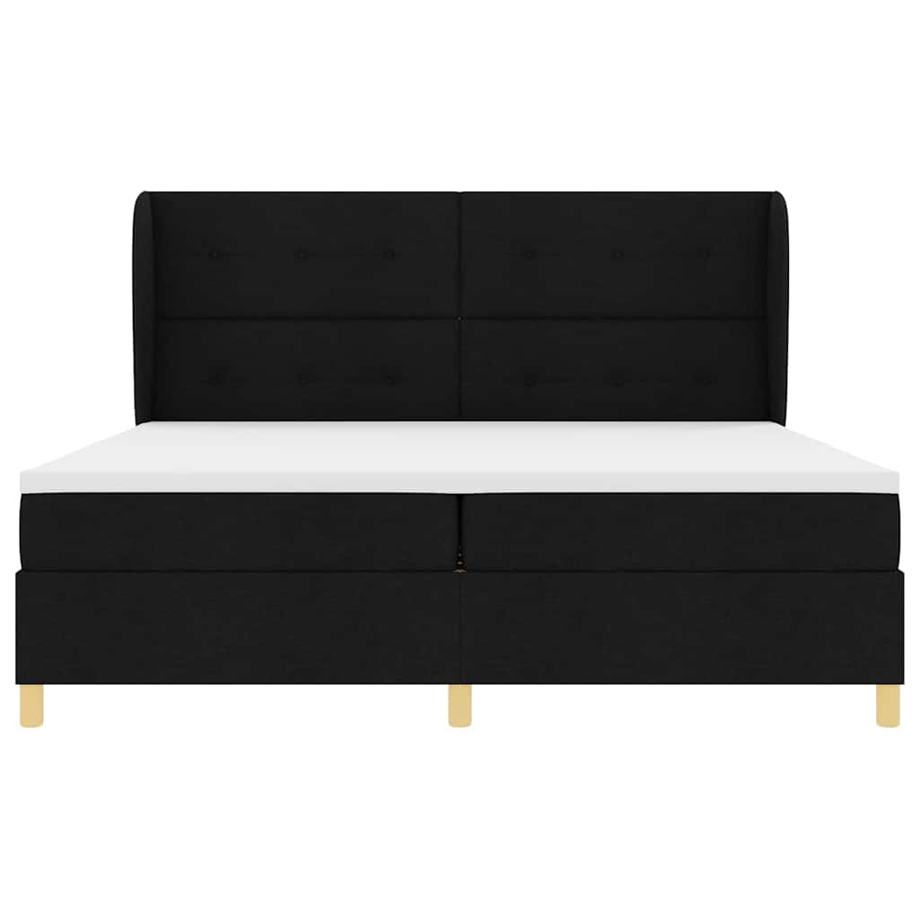Letto a molle con testiera Nero 200 x 200 cm Tessuto | homemem39