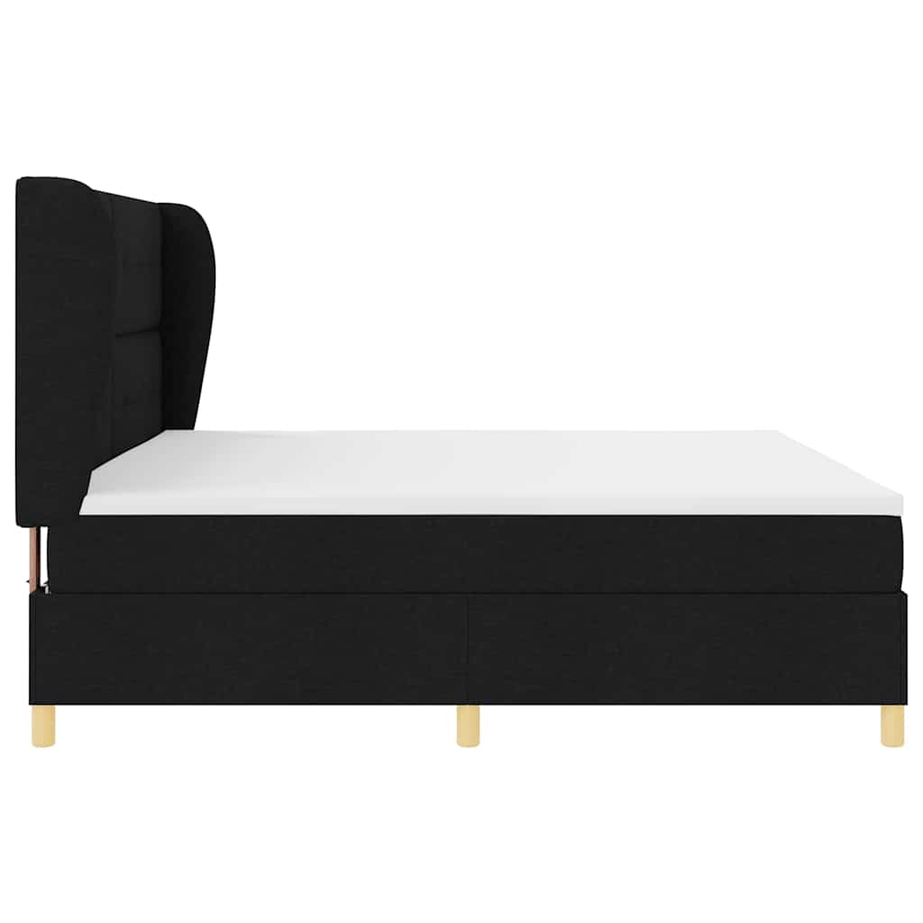 Letto a molle con testiera Nero 200 x 200 cm Tessuto | homemem39