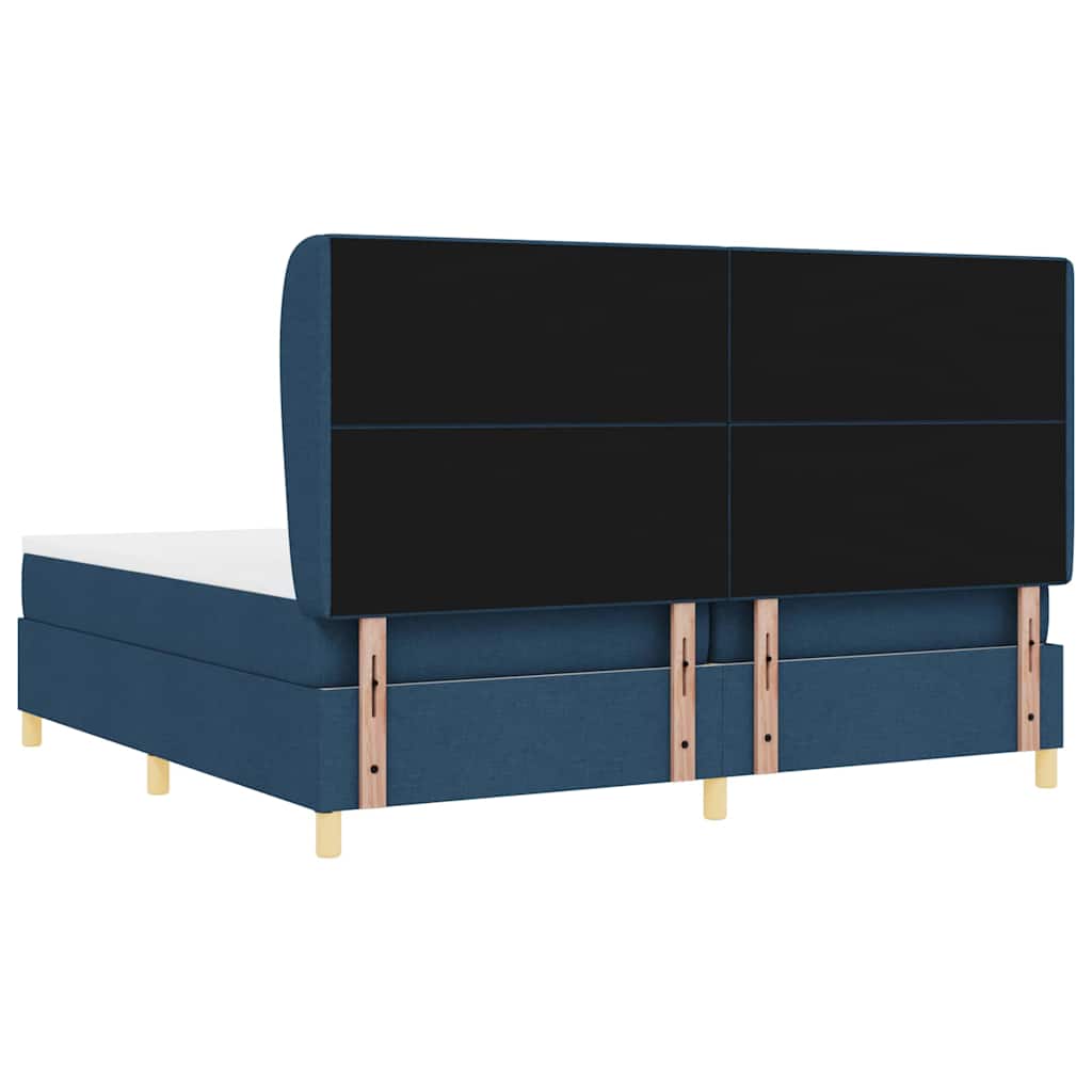 Letto a molle con testiera Blu 200 x 200 cm Tessuto | homemem39