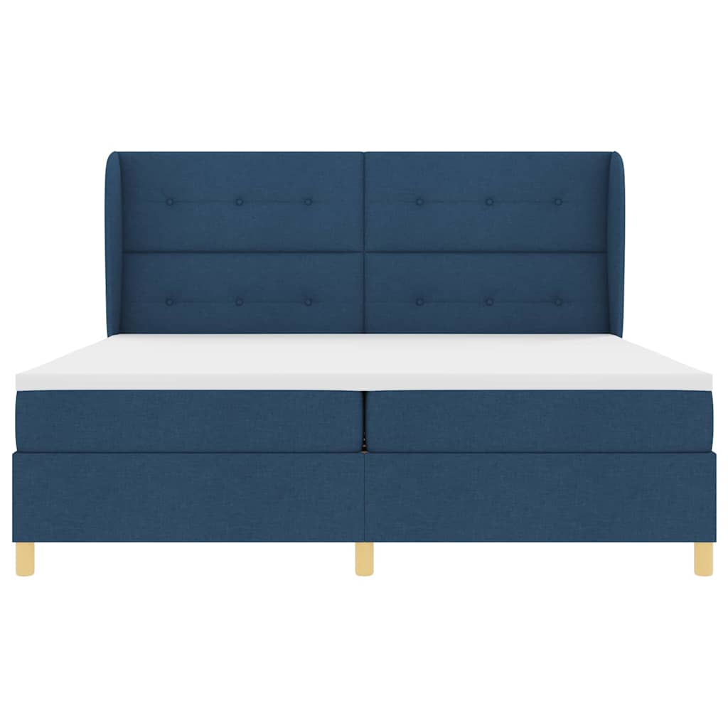 Letto a molle con testiera Blu 200 x 200 cm Tessuto | homemem39