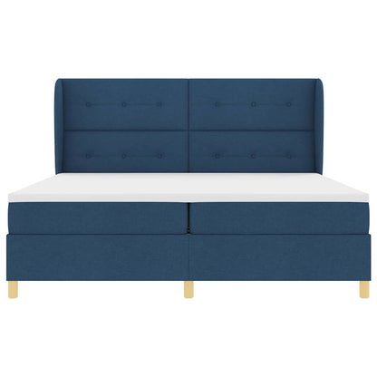 Letto a molle con testiera Blu 200 x 200 cm Tessuto | homemem39