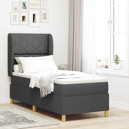 Letto a molle con testiera Grigio scuro 200 x 80 cm Tessuto | homemem39