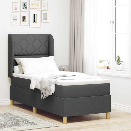 Letto a molle con testiera Grigio scuro 200 x 80 cm Tessuto | homemem39