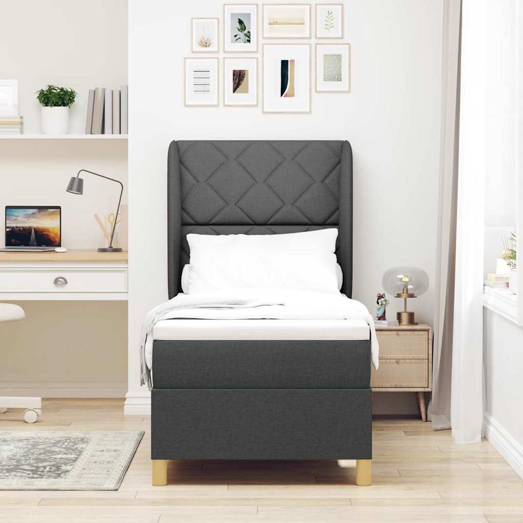 Letto a molle con testiera Grigio scuro 200 x 80 cm Tessuto | homemem39