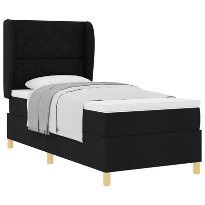 Letto a molle con testiera Nero 200 x 90 cm Tessuto | homemem39