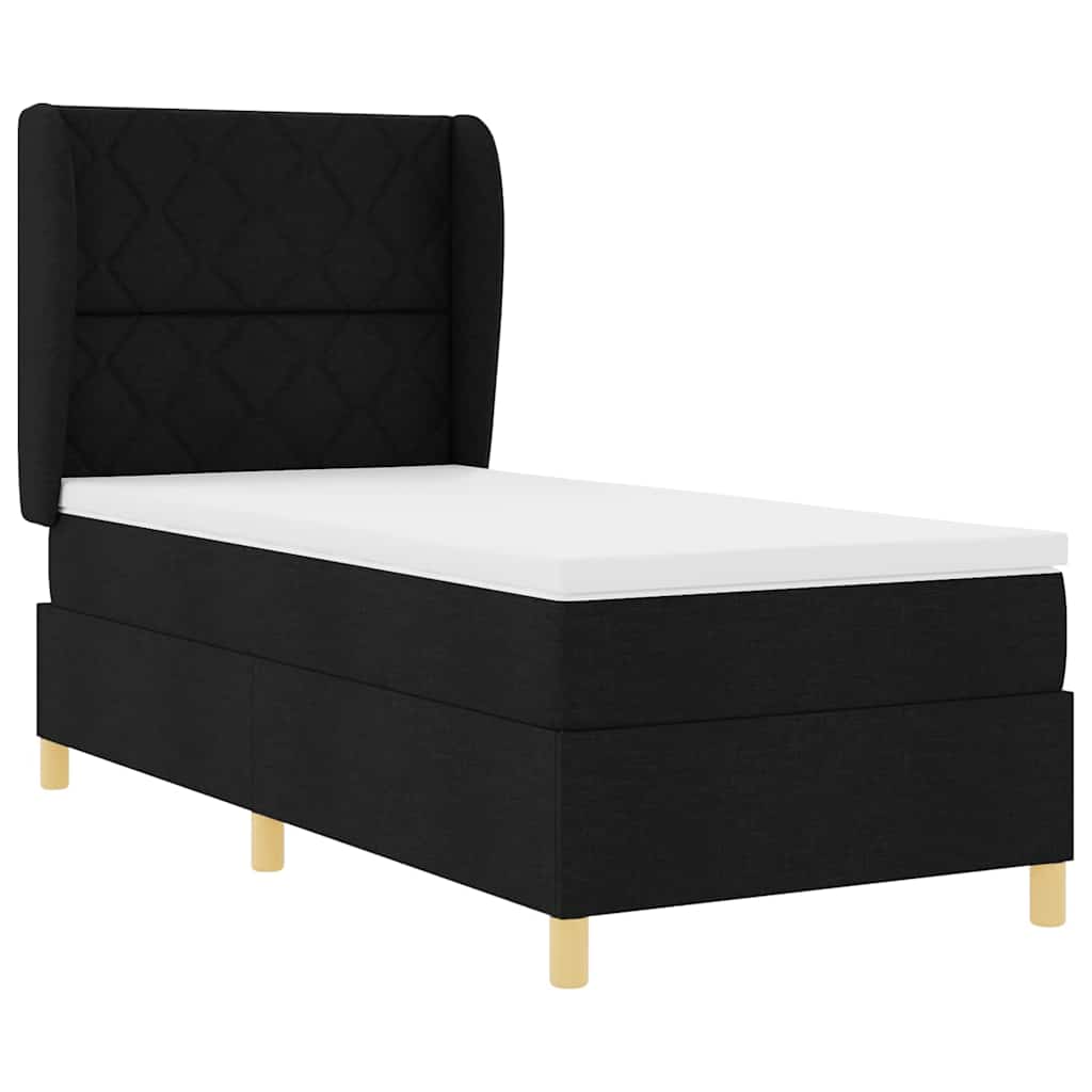 Letto a molle con testiera Nero 200 x 90 cm Tessuto | homemem39