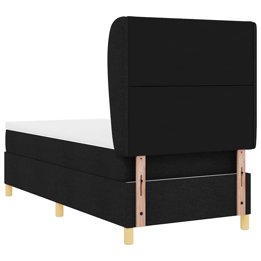 Letto a molle con testiera Nero 200 x 90 cm Tessuto | homemem39