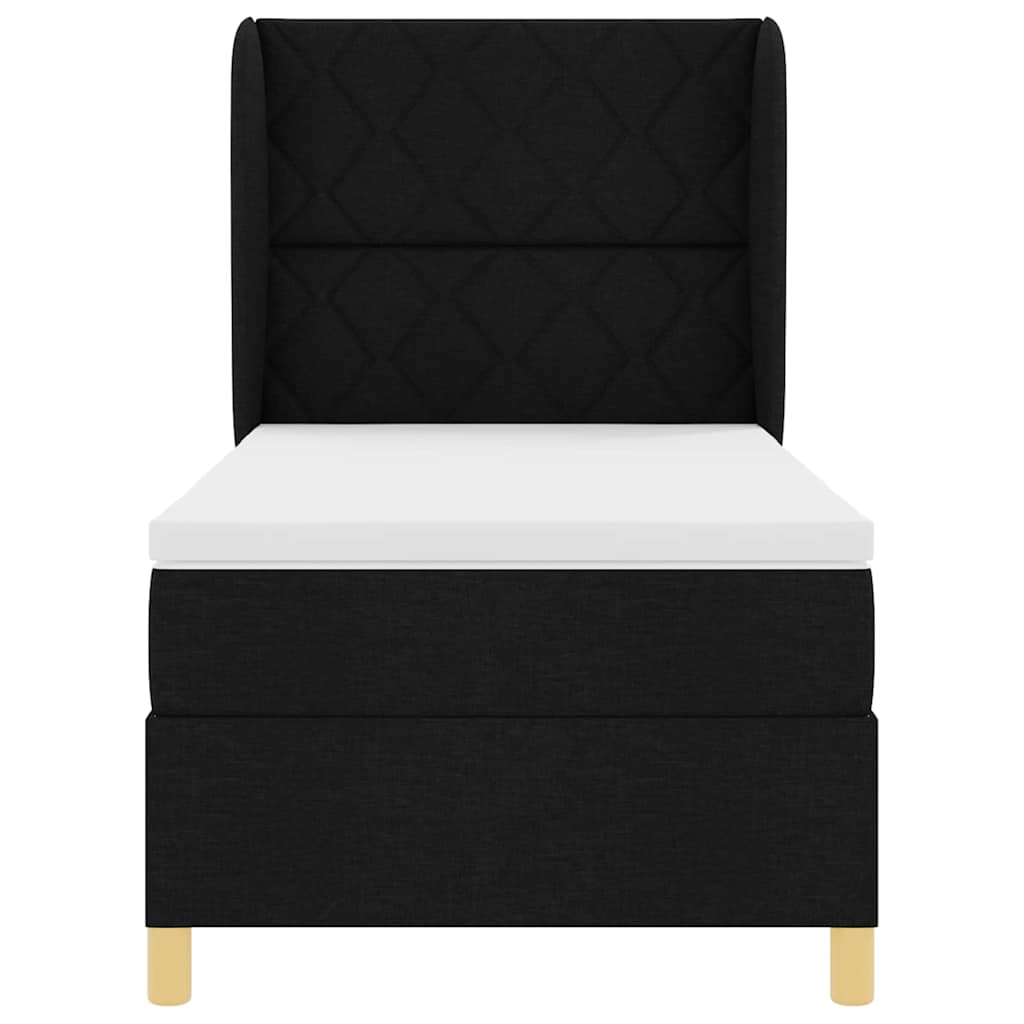 Letto a molle con testiera Nero 200 x 90 cm Tessuto | homemem39