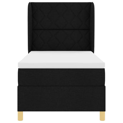 Letto a molle con testiera Nero 200 x 90 cm Tessuto | homemem39